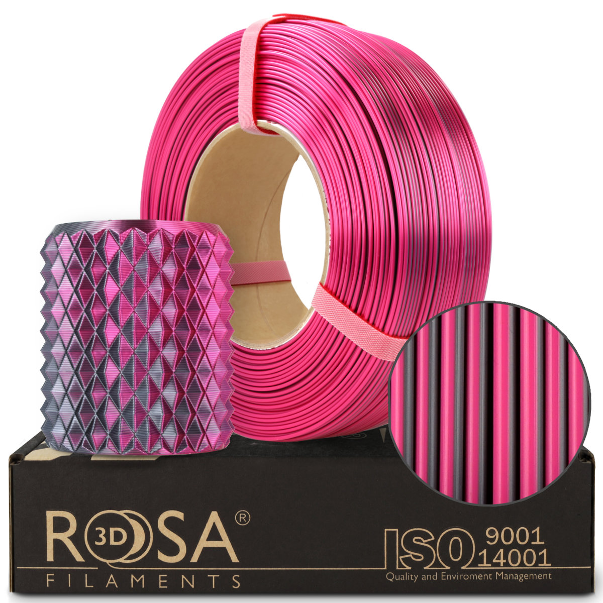 Filament 1.75 mm Rosa 3D ReFill PLA Magic Silk Mistic Purple (gri-fucsia) 1kg