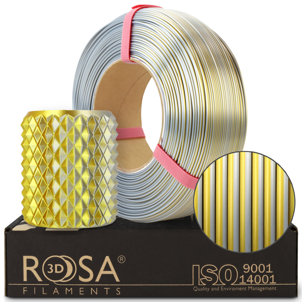 Filament 1.75 mm Rosa 3D ReFill PLA Magic Silk Gold - Silver (auriu-argintiu) 1kg