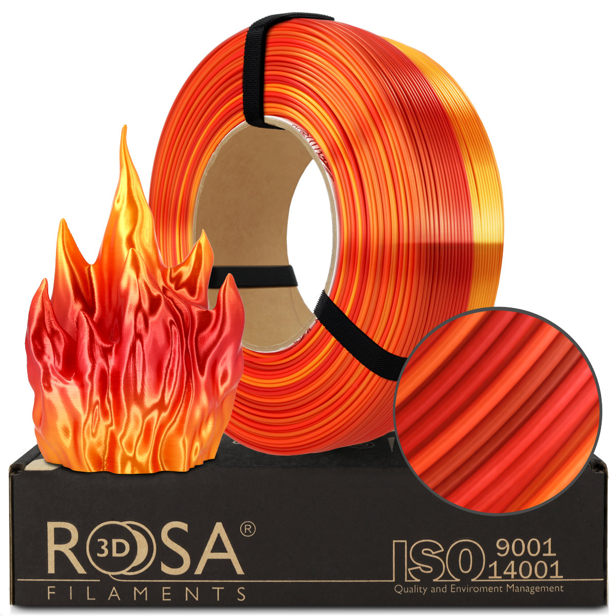 Filament 1.75 mm Rosa 3D ReFill PLA Magic Silk Fire (rosu-auriu) 1kg