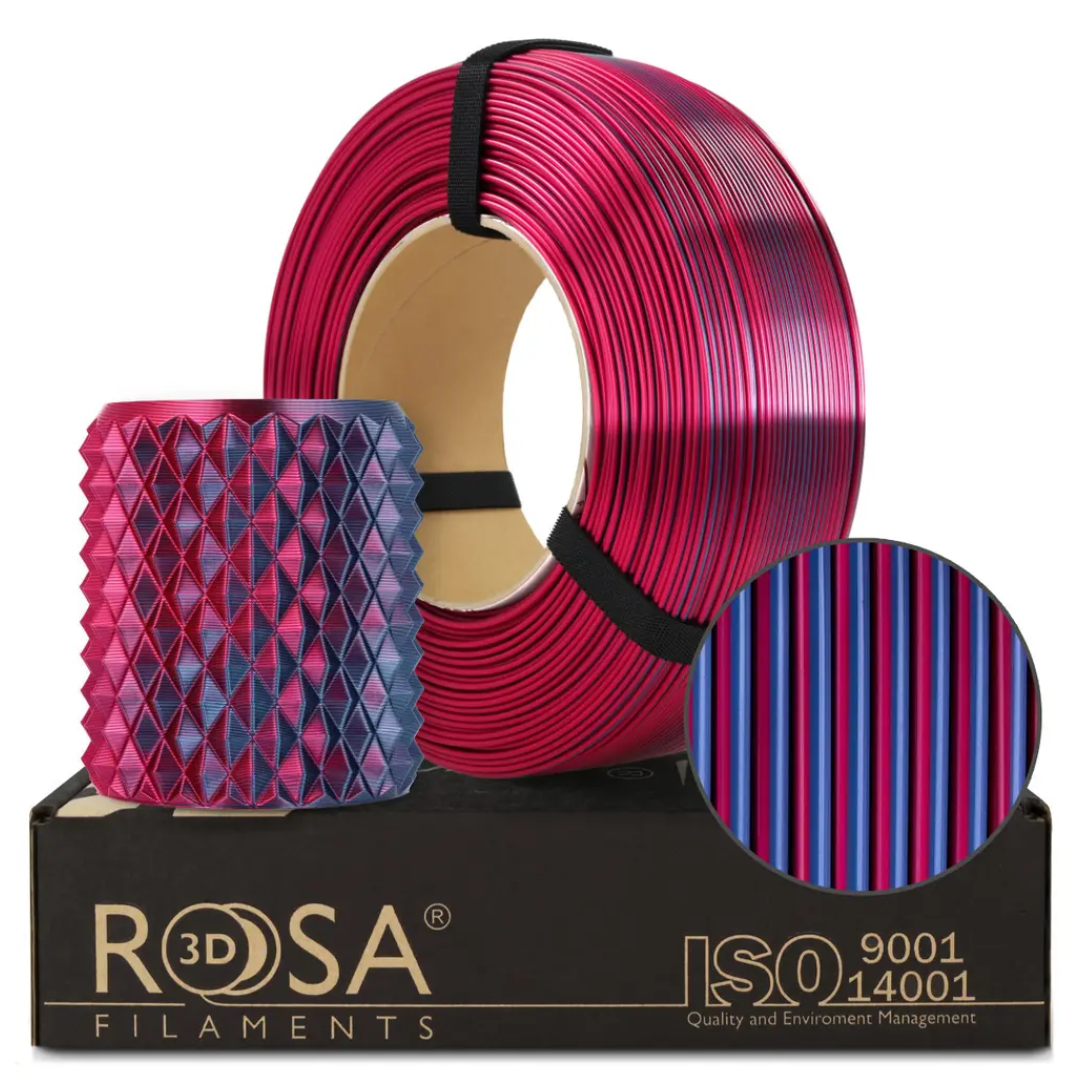 Filament 1.75 mm Rosa 3D ReFill PLA Magic Silk Midnight City (albastru - fucsia) 1kg