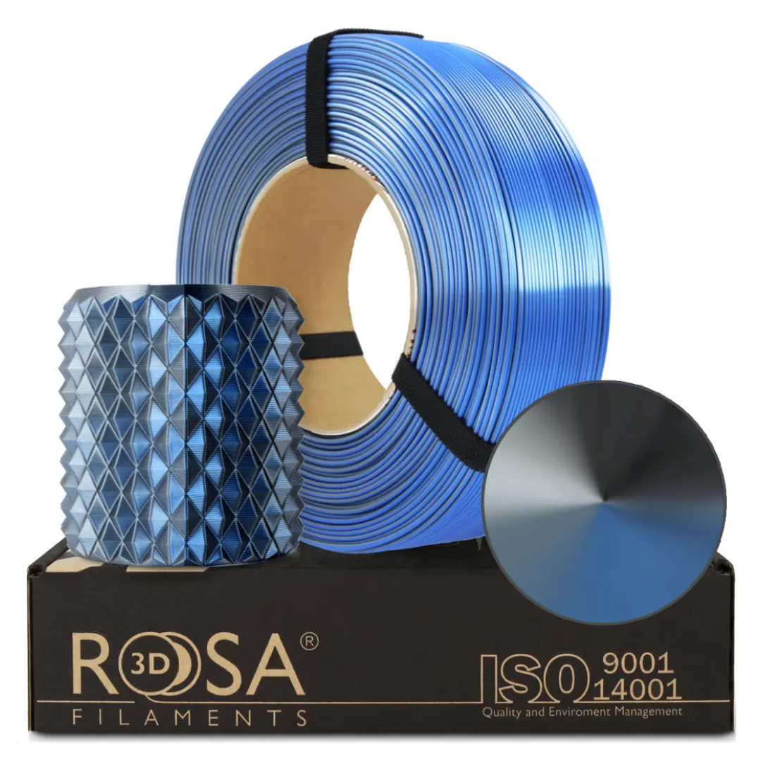 Filament 1.75 mm Rosa 3D ReFill PLA Magic Silk Storm Shadow (albastru-grafit-otel) 1kg