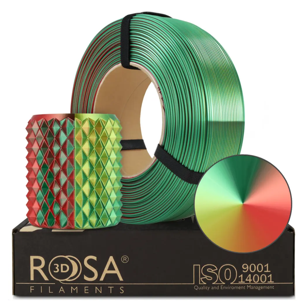 Filament 1.75 mm Rosa 3D ReFill PLA Magic Silk XMAS (auriu-verde-rosu) 1kg