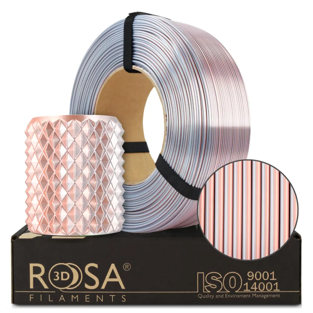 Filament 1.75 mm Rosa 3D ReFill PLA Magic Silk Glamour (White Gold - Rose Gold) (alb-roz) 1kg