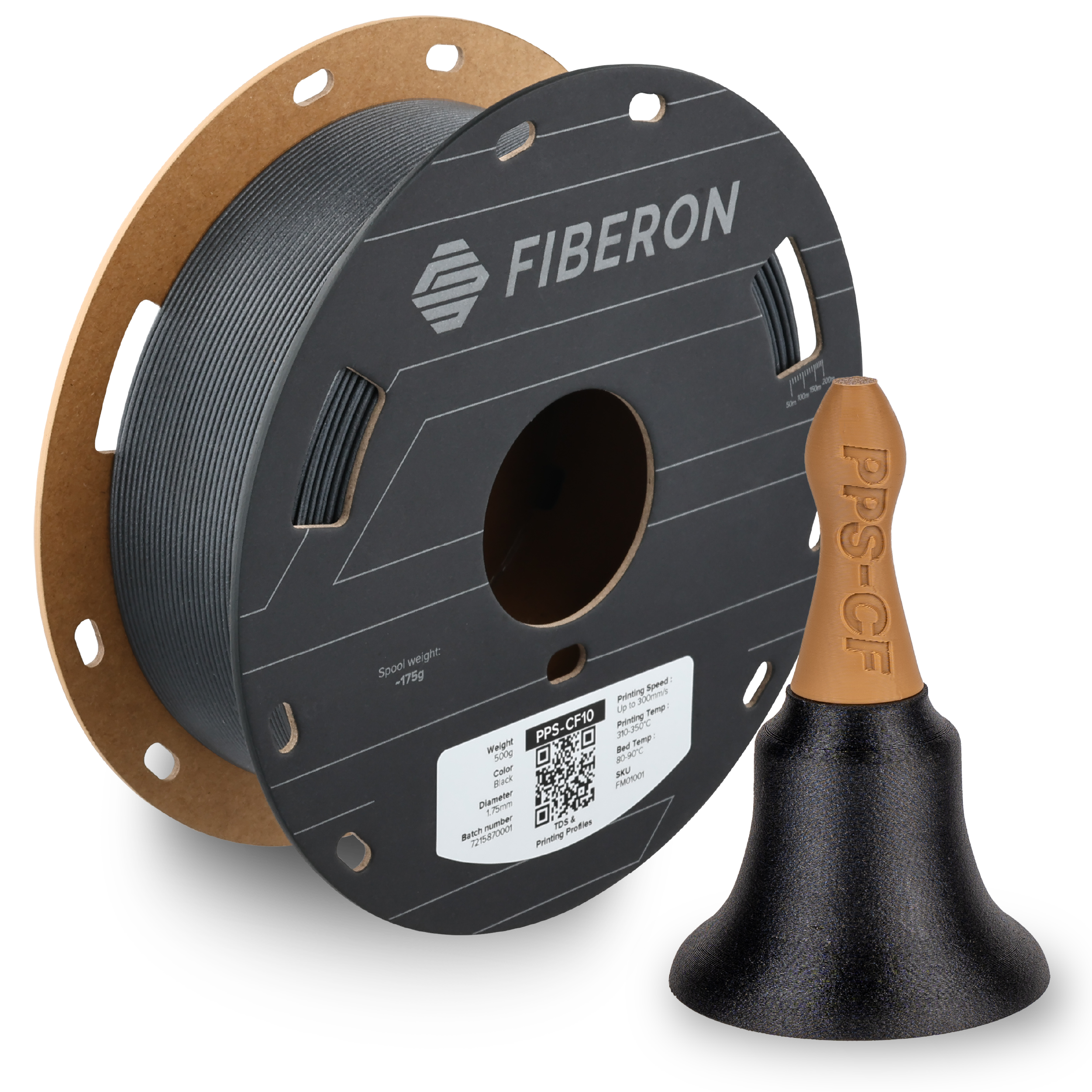 Filament 1.75 mm Polymaker Fiberon PPS-CF10 Black (negru) 500g