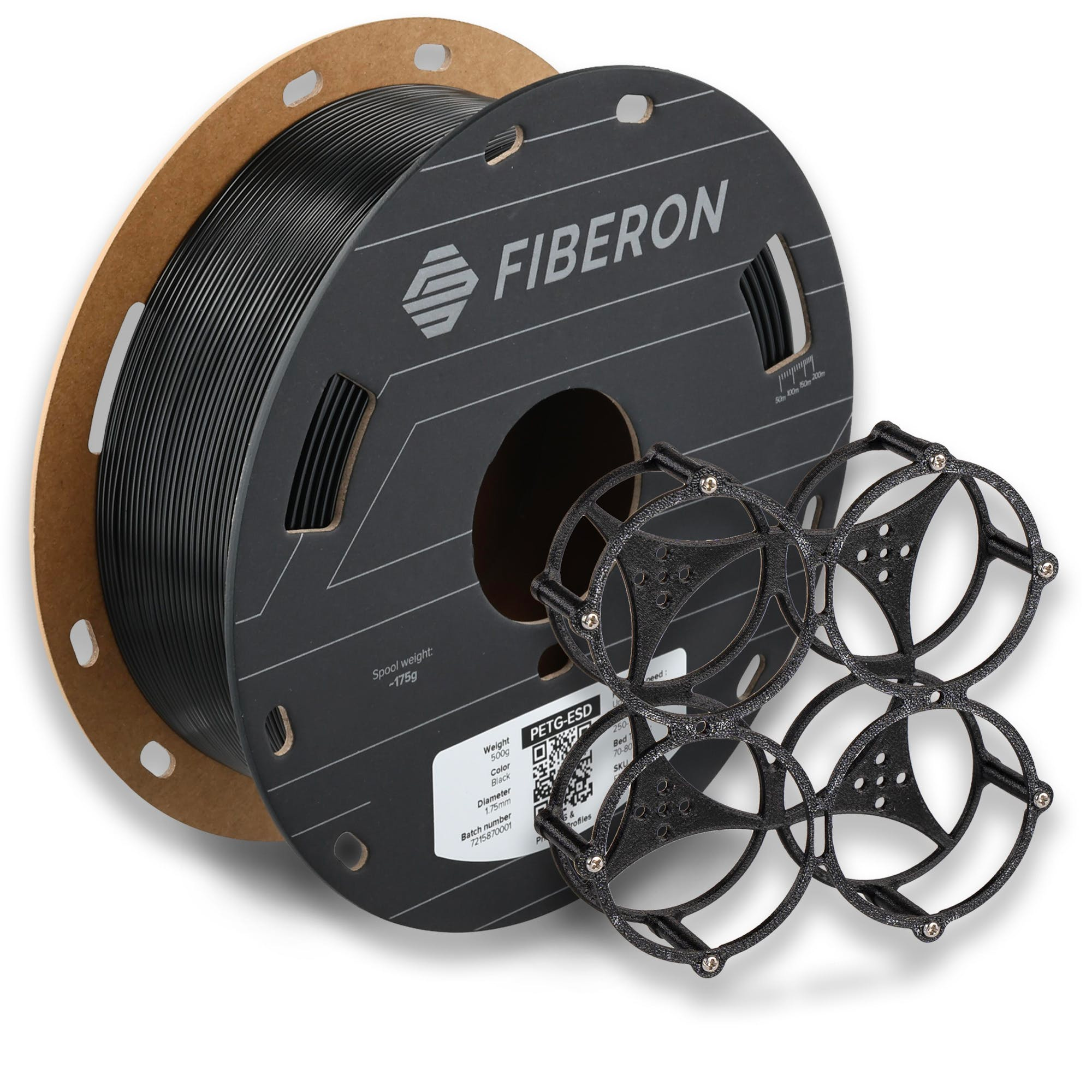 Filament 1.75 mm Polymaker Fiberon PETG-rCF08 Black (negru) 500g