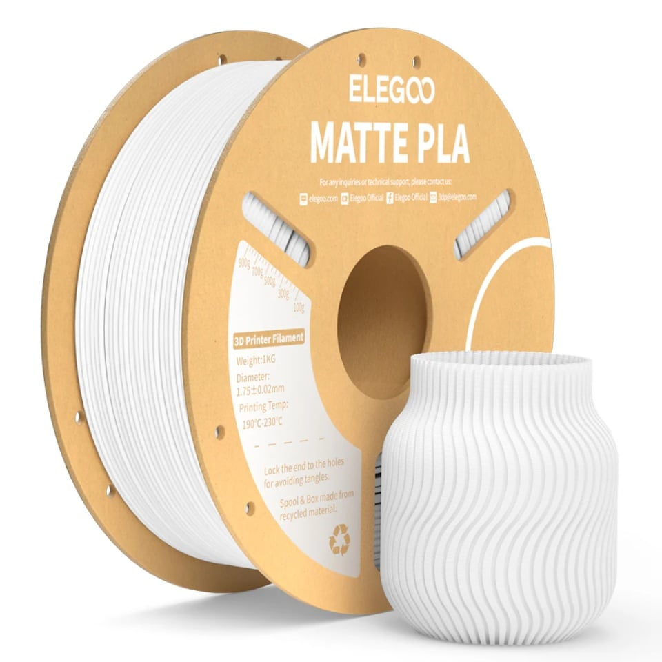Filament 1.75 mm Elegoo PLA Matte White (alb) 1kg