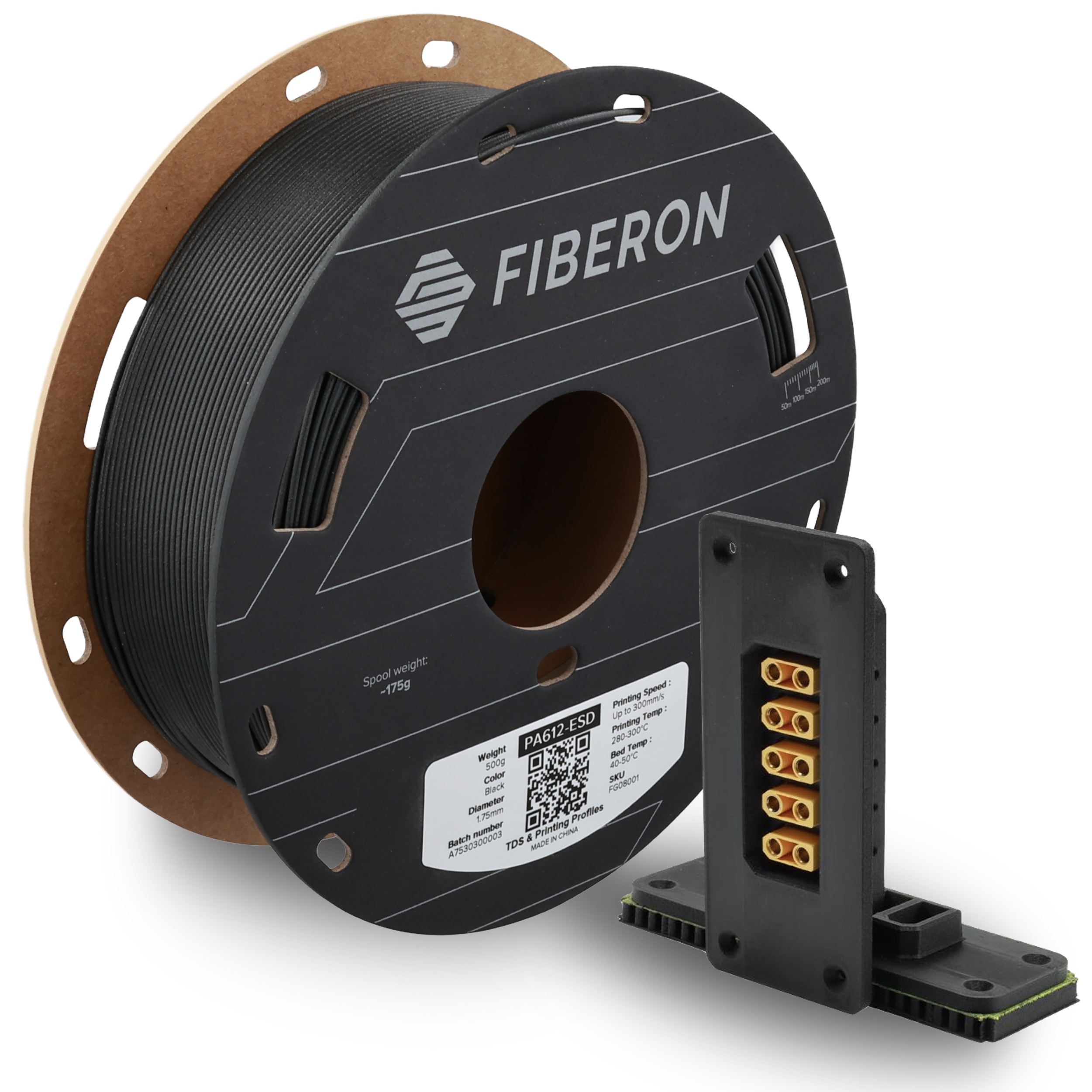 Filament 1.75 mm Polymaker Fiberon PA612-ESD Black (negru) 500g