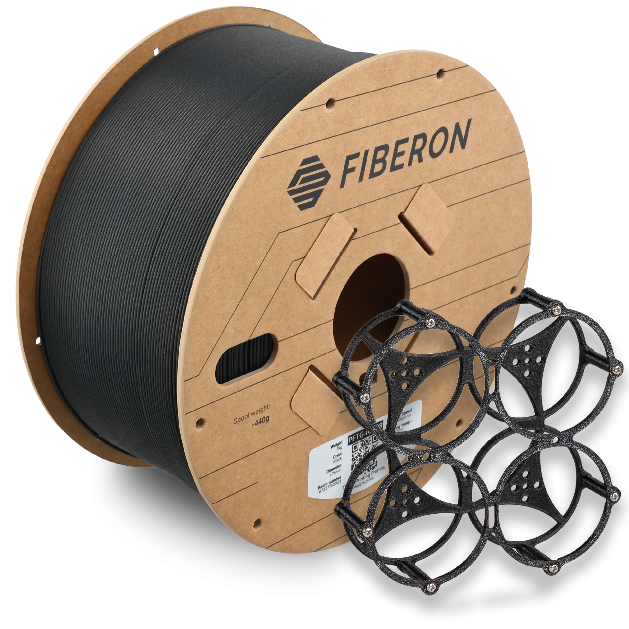 Filament 1.75 mm Polymaker Fiberon PETG-rCF08 Black (negru) 3 kg