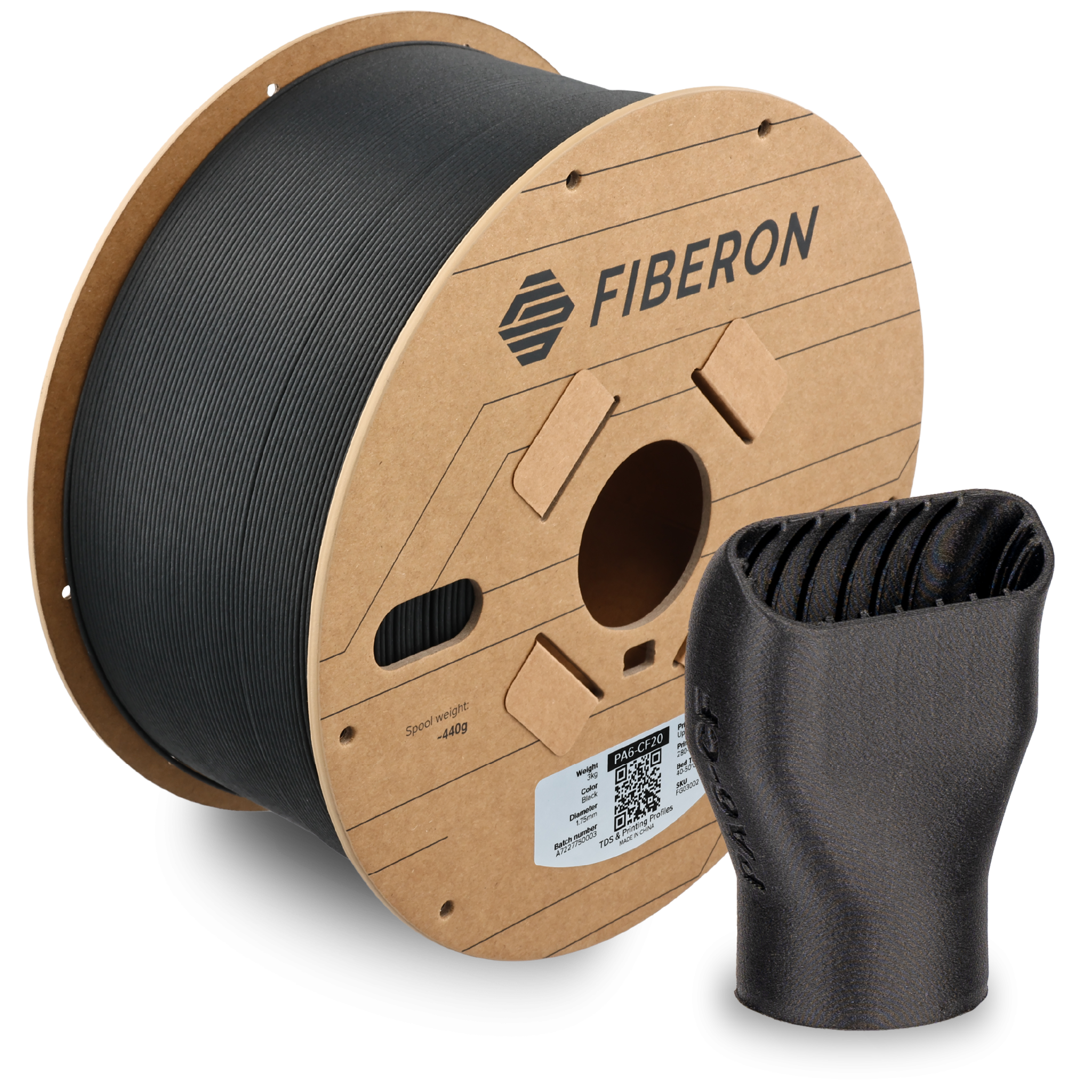 Filament 1.75 mm Polymaker Fiberon PA6-CF20 Black (negru) 3 kg