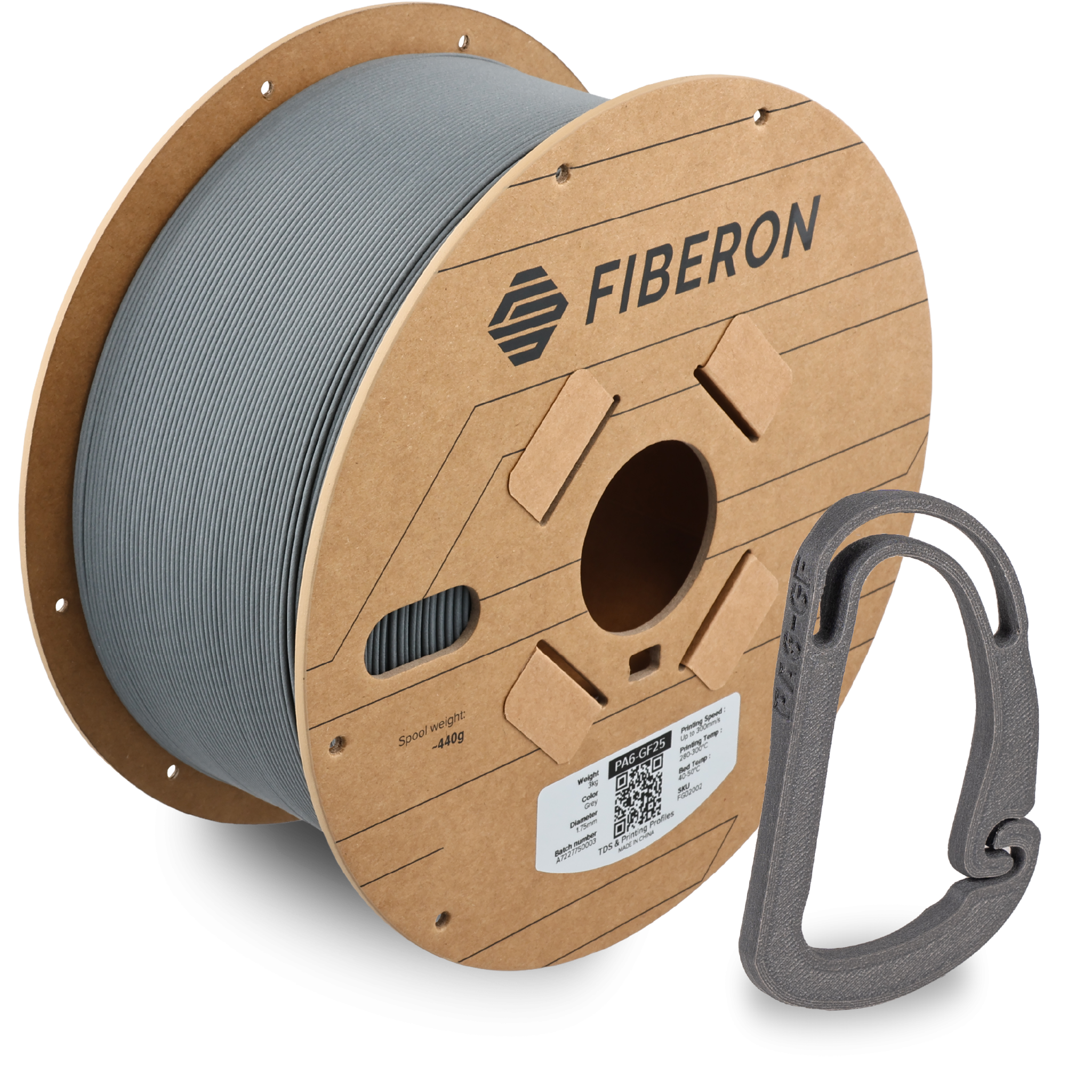 Filament 1.75 mm Polymaker Fiberon PA6-GF25 Grey (gri) 3 kg