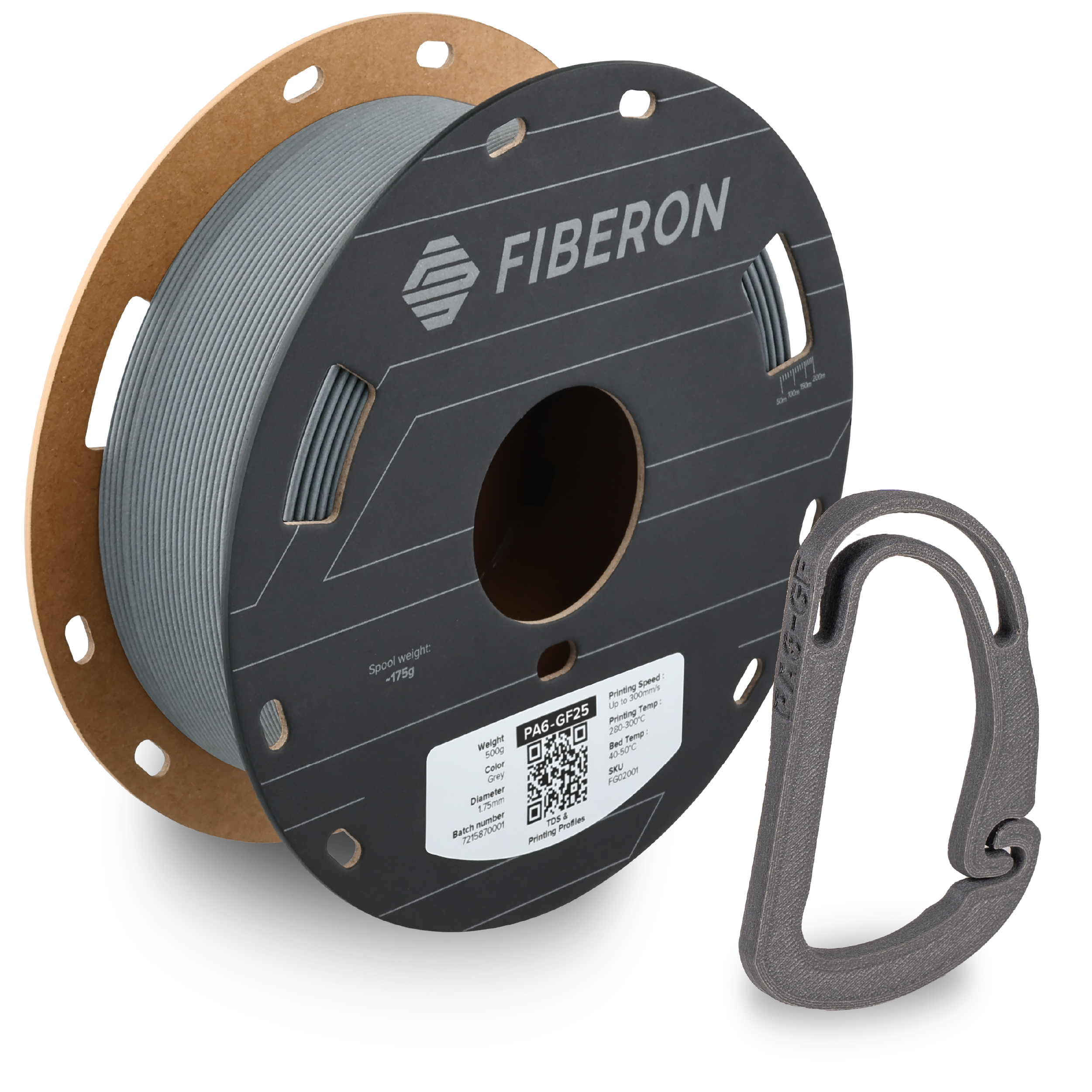 Filament 1.75 mm Polymaker Fiberon PA6-GF25 Grey (gri) 500g