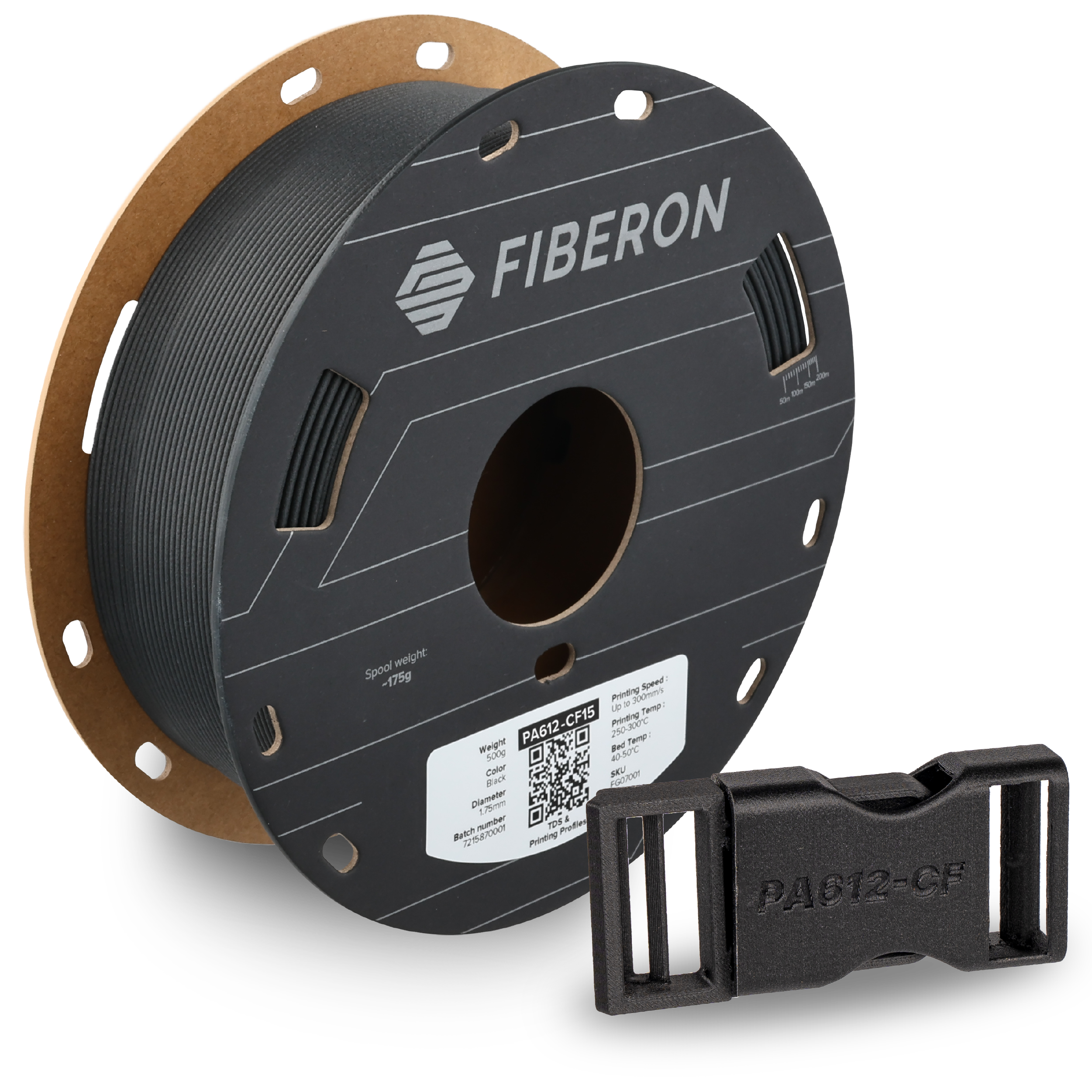 Filament 1.75 mm Polymaker Fiberon PA612-CF15 Black (negru) 500g