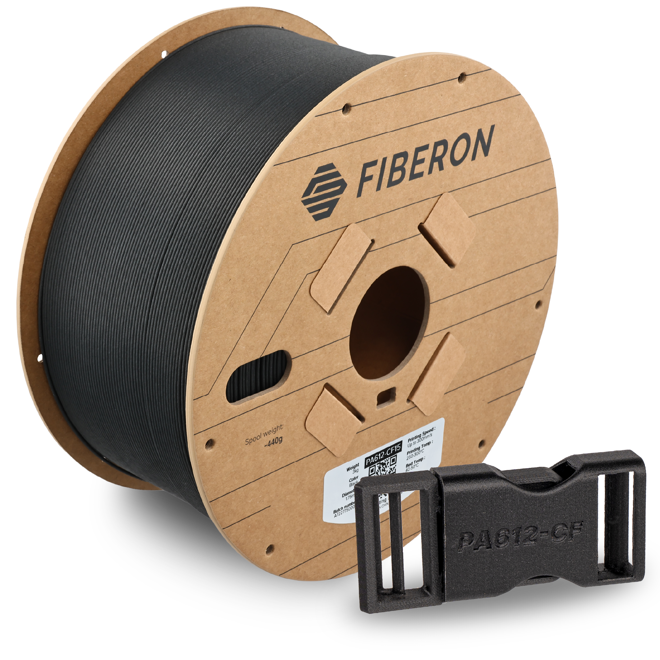 Filament 1.75 mm Polymaker Fiberon PA612-CF15 Black (negru) 3 kg