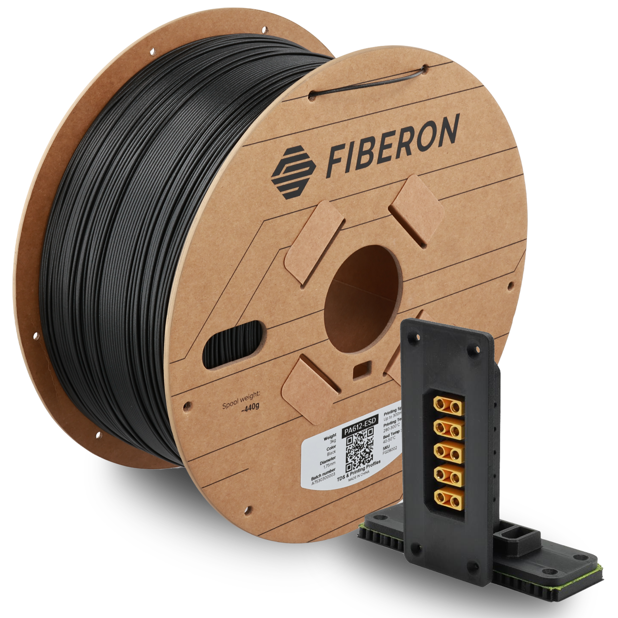 Filament 1.75 mm Polymaker Fiberon PA612-ESD Black (negru) 3 kg