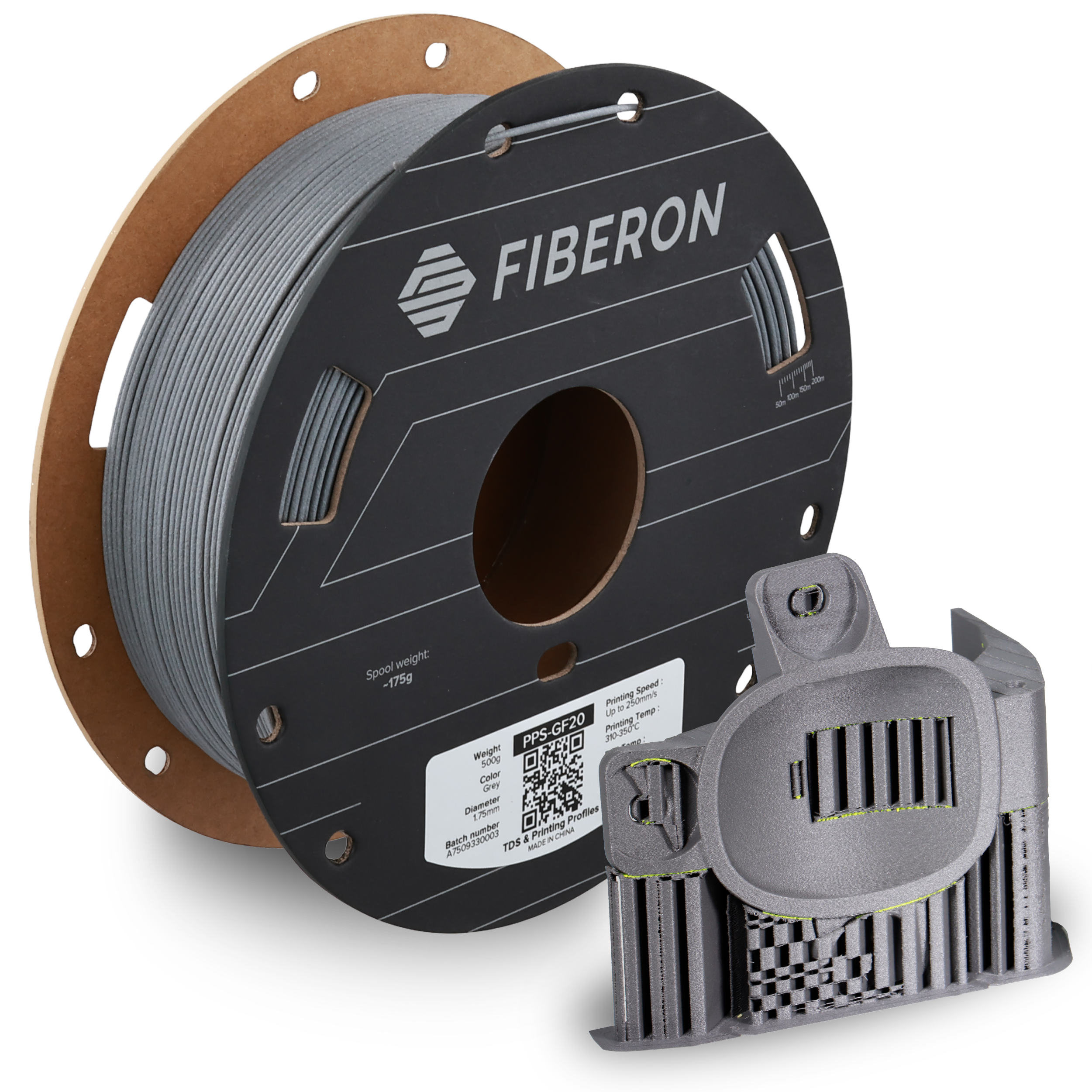 Filament 1.75 mm Polymaker Fiberon PPS-GF20 Grey (gri) 500g