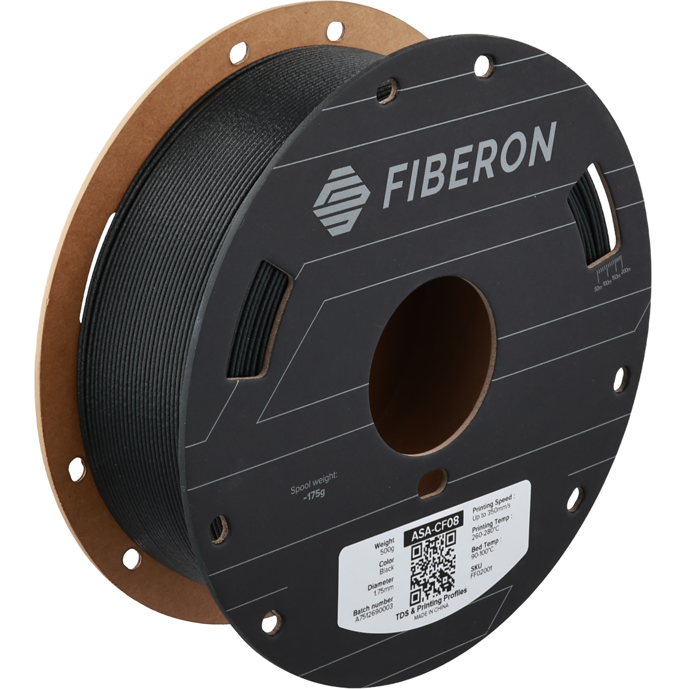 Filament 1.75 mm Polymaker Fiberon ASA-CF08 Black (negru) 500g
