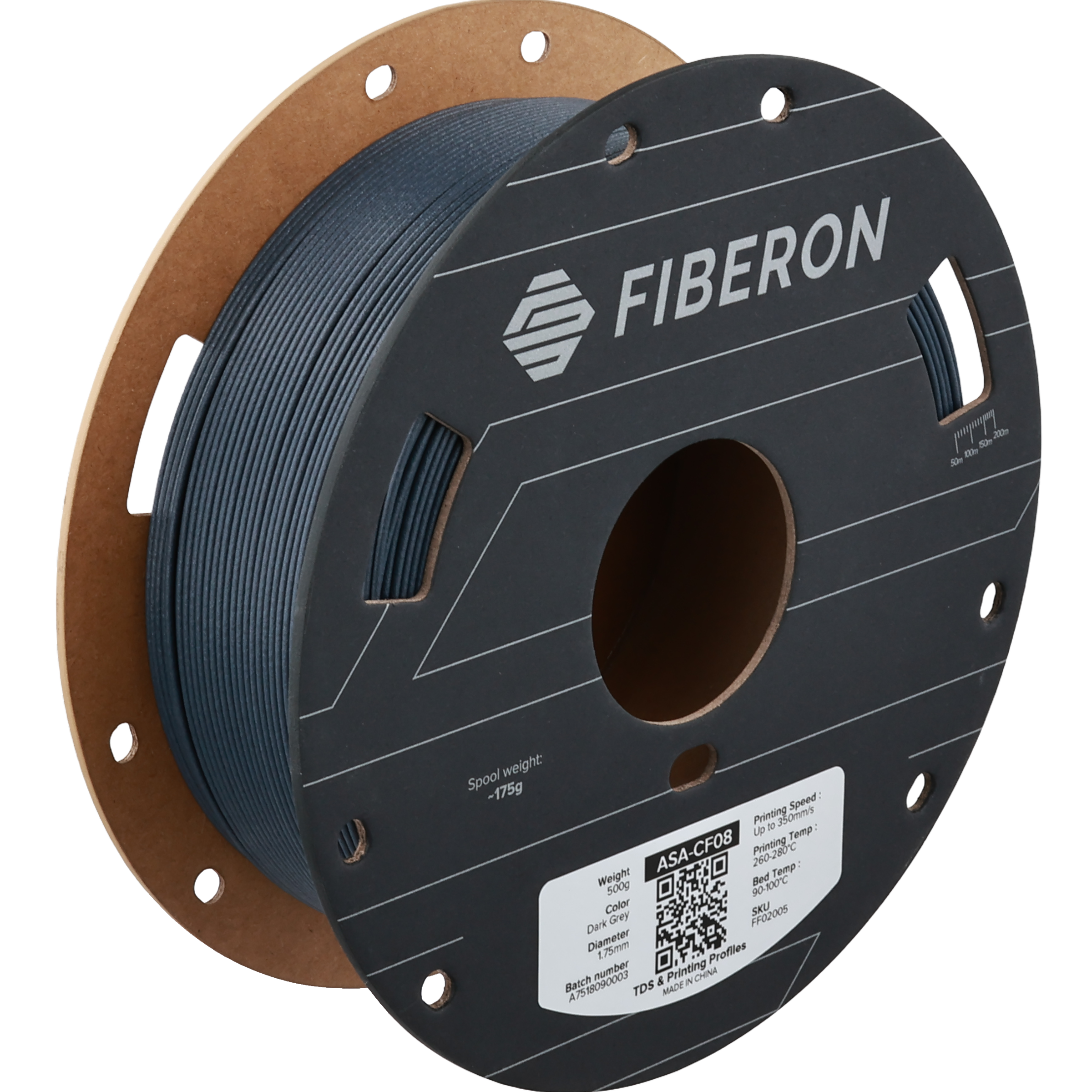 Filament 1.75 mm Polymaker Fiberon ASA-CF08 Dark Grey (gri) 500g