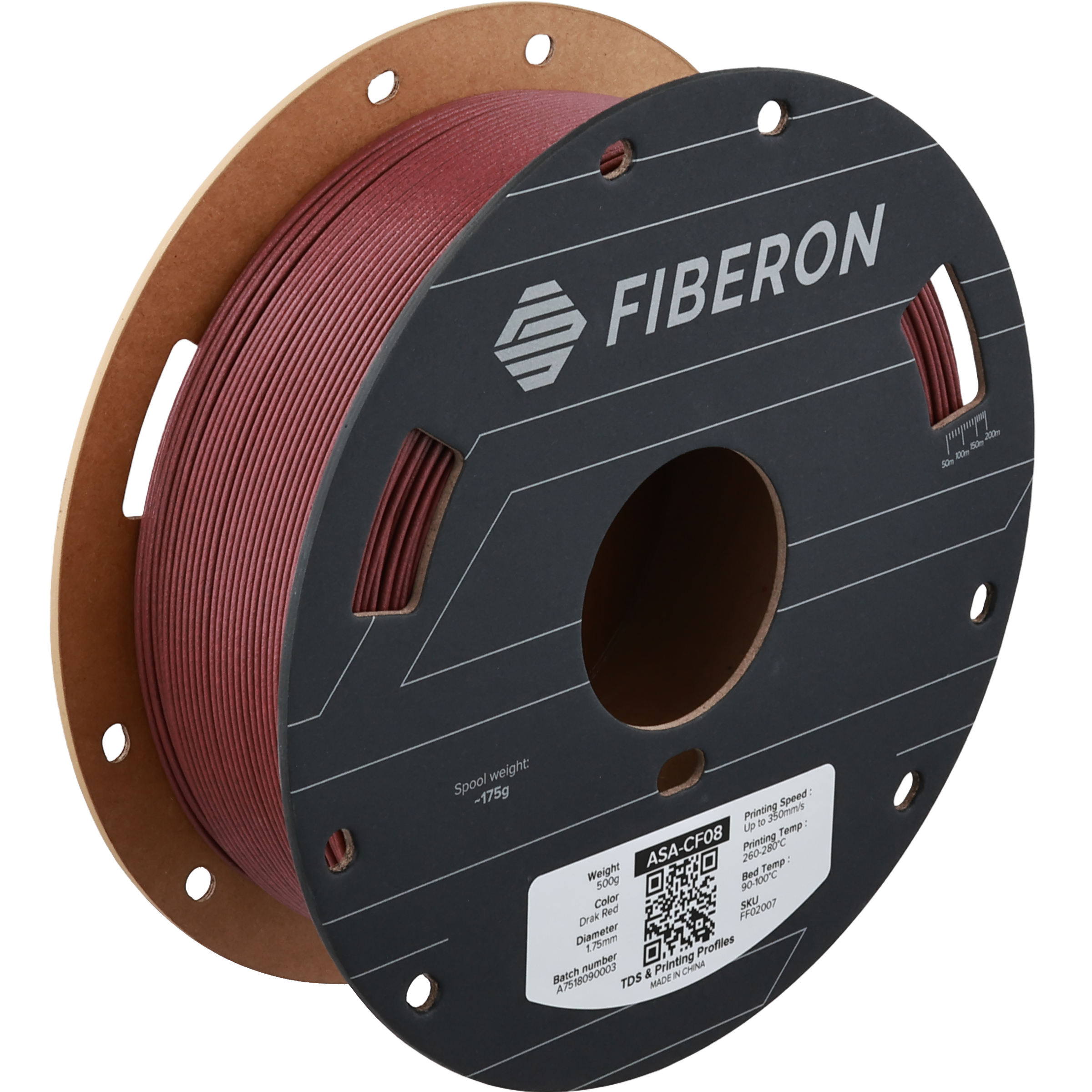 Filament 1.75 mm Polymaker Fiberon ASA-CF08 Dark Red (rosu) 500g