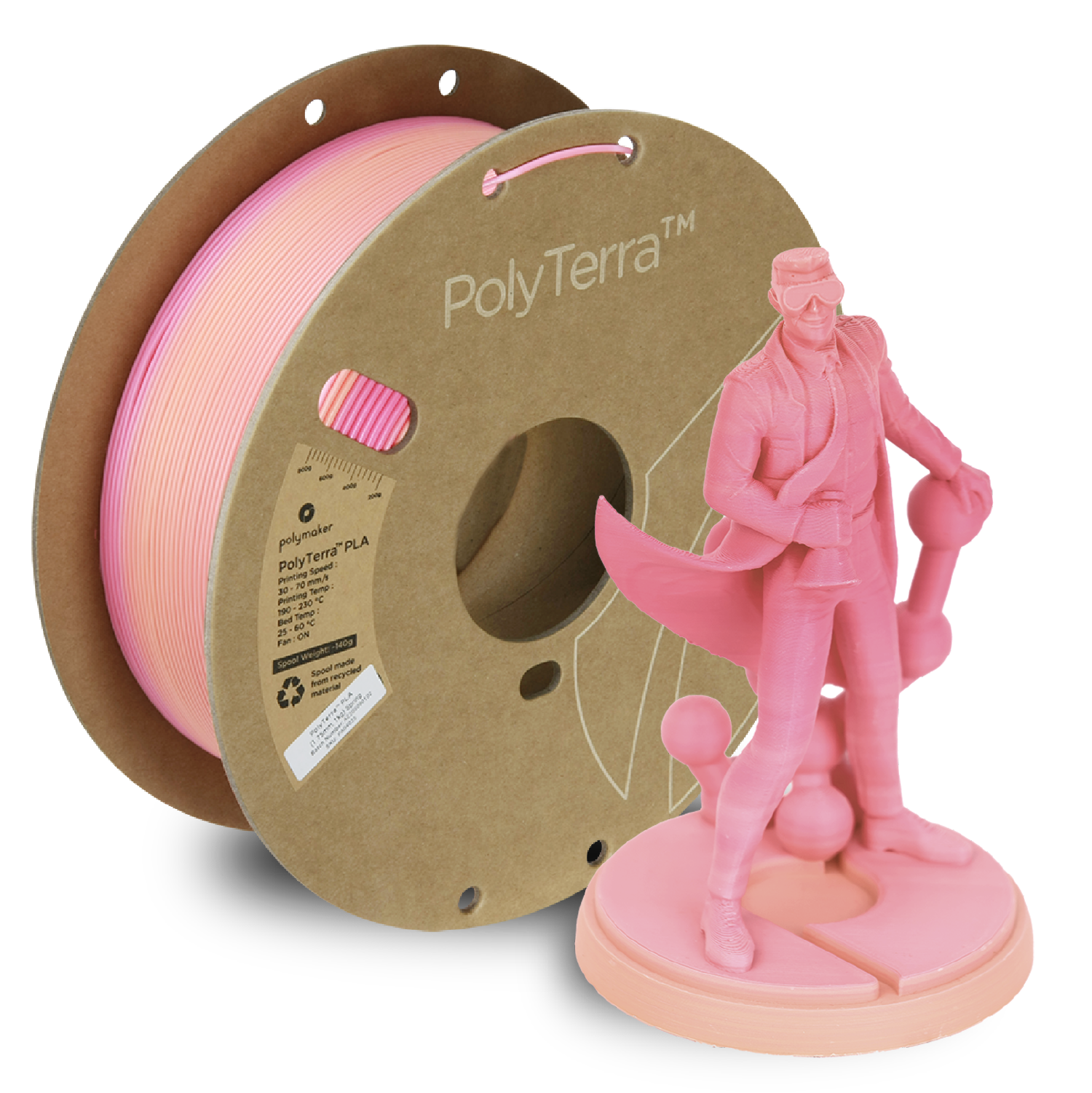 Filament 1.75mm Polymaker PolyTerra PLA Gradient Spring (Pink-Peach) 1kg