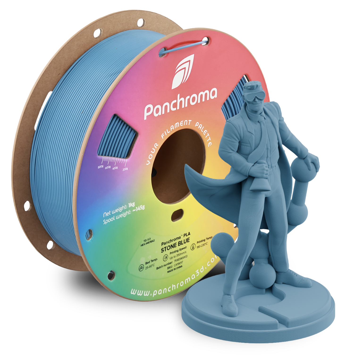 Filament 1.75 mm Polymaker Panchroma Basic PLA Stone Blue (albastru) 1kg