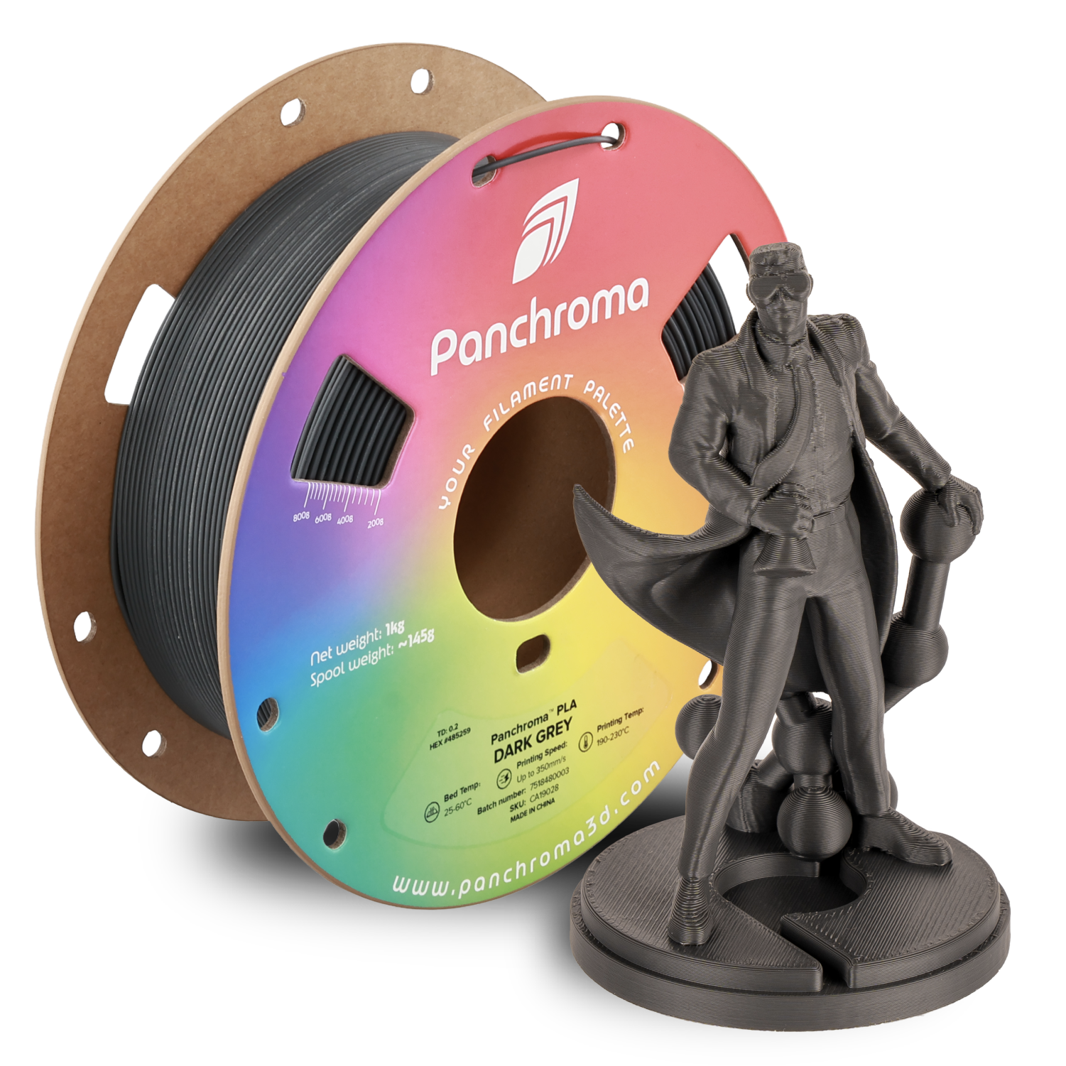 Filament 1.75 mm Polymaker Panchroma Basic PLA Dark Grey (gri) 1kg