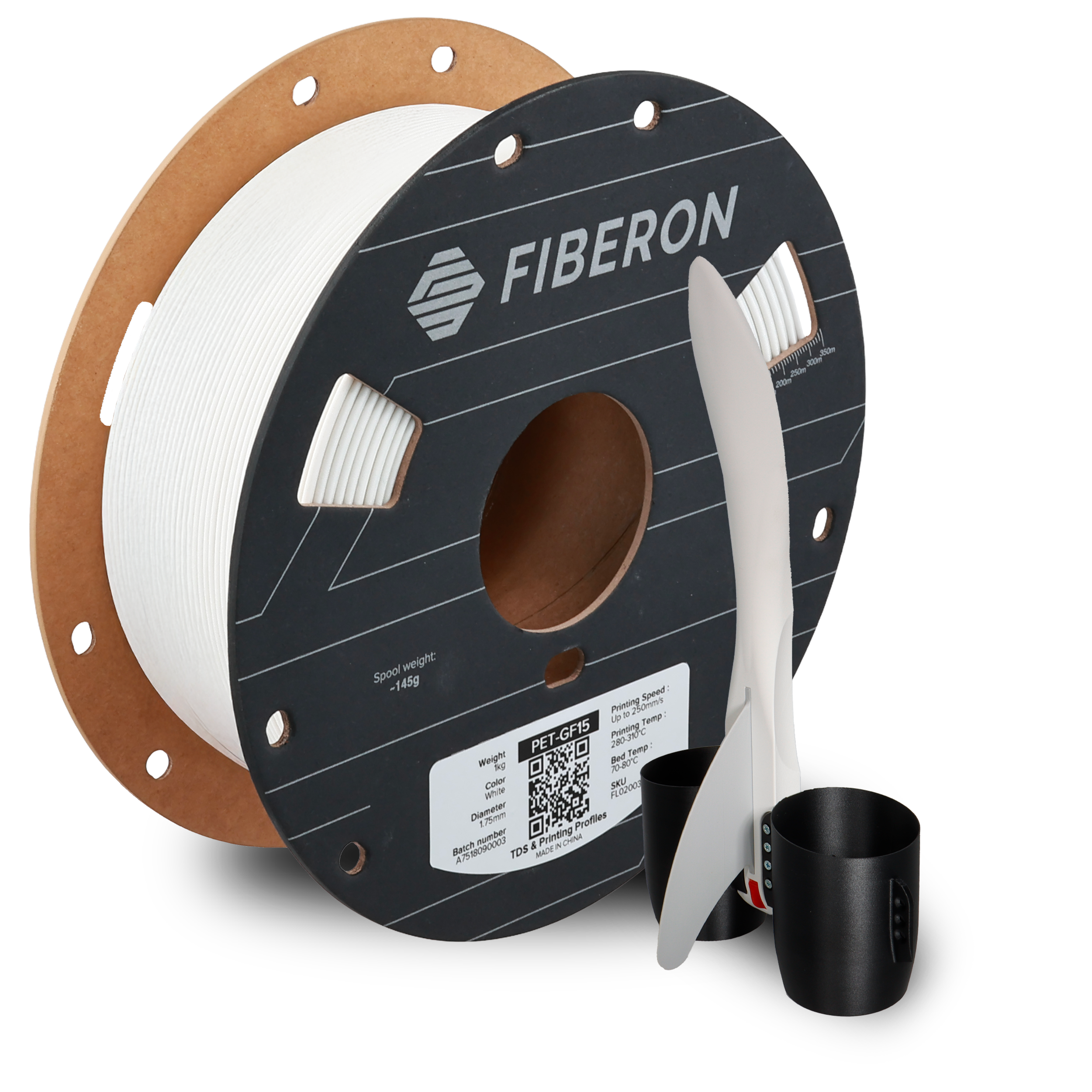 Filament 1.75 mm Polymaker Fiberon PET-GF15 White (alb) 1kg