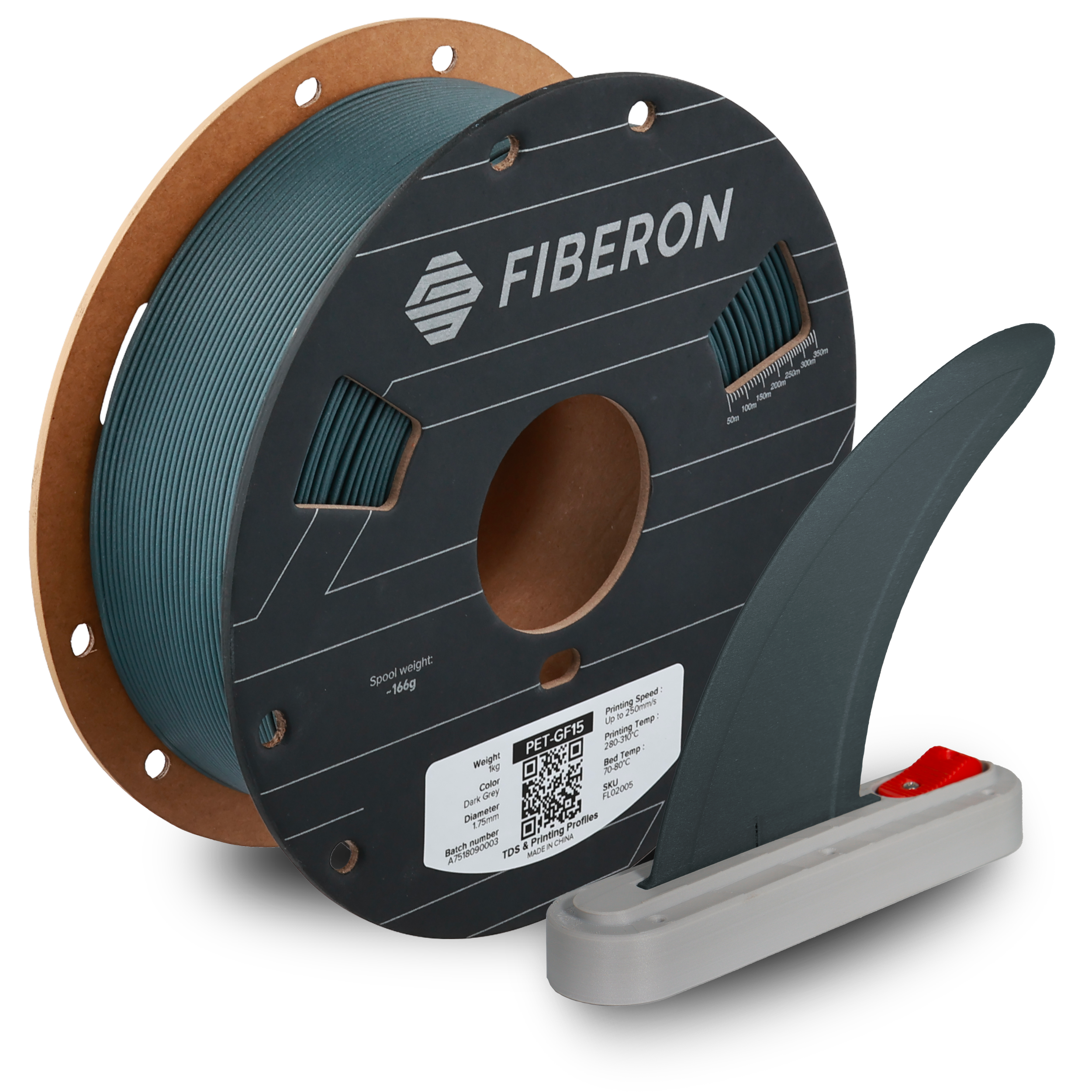 Filament 1.75 mm Polymaker Fiberon PET-GF15 Dark Grey (gri) 1kg