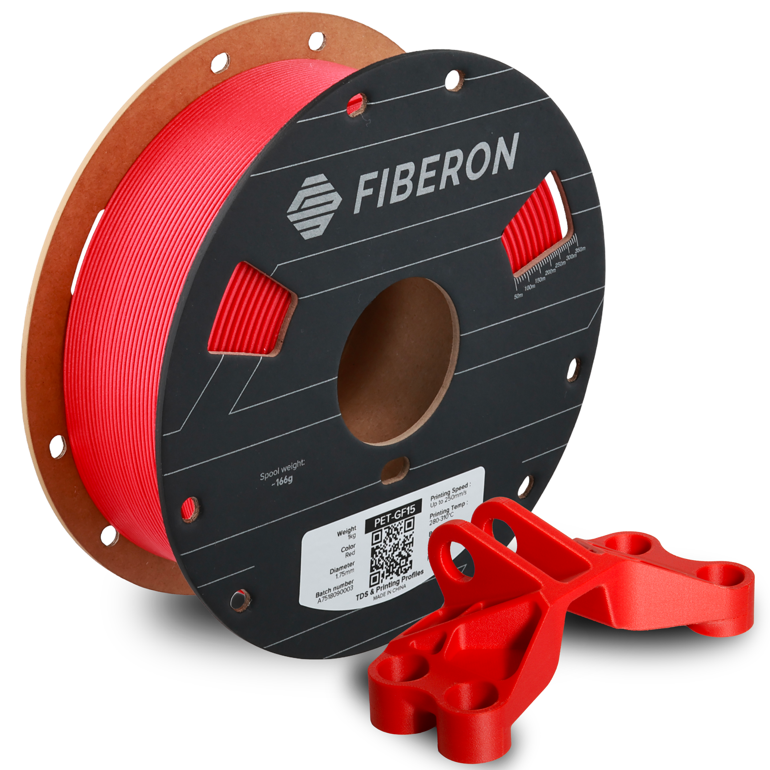 Filament 1.75 mm Polymaker Fiberon PET-GF15 Red (rosu) 1kg