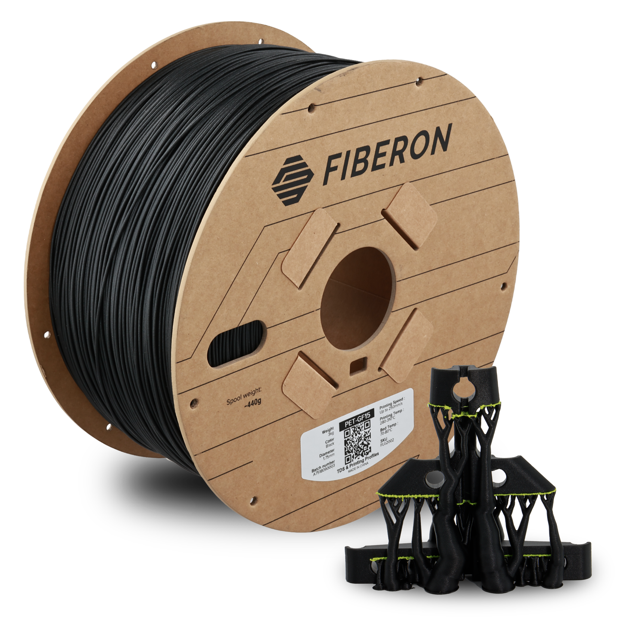 Filament 1.75 mm Polymaker Fiberon PET-GF15 Black (negru) 3kg