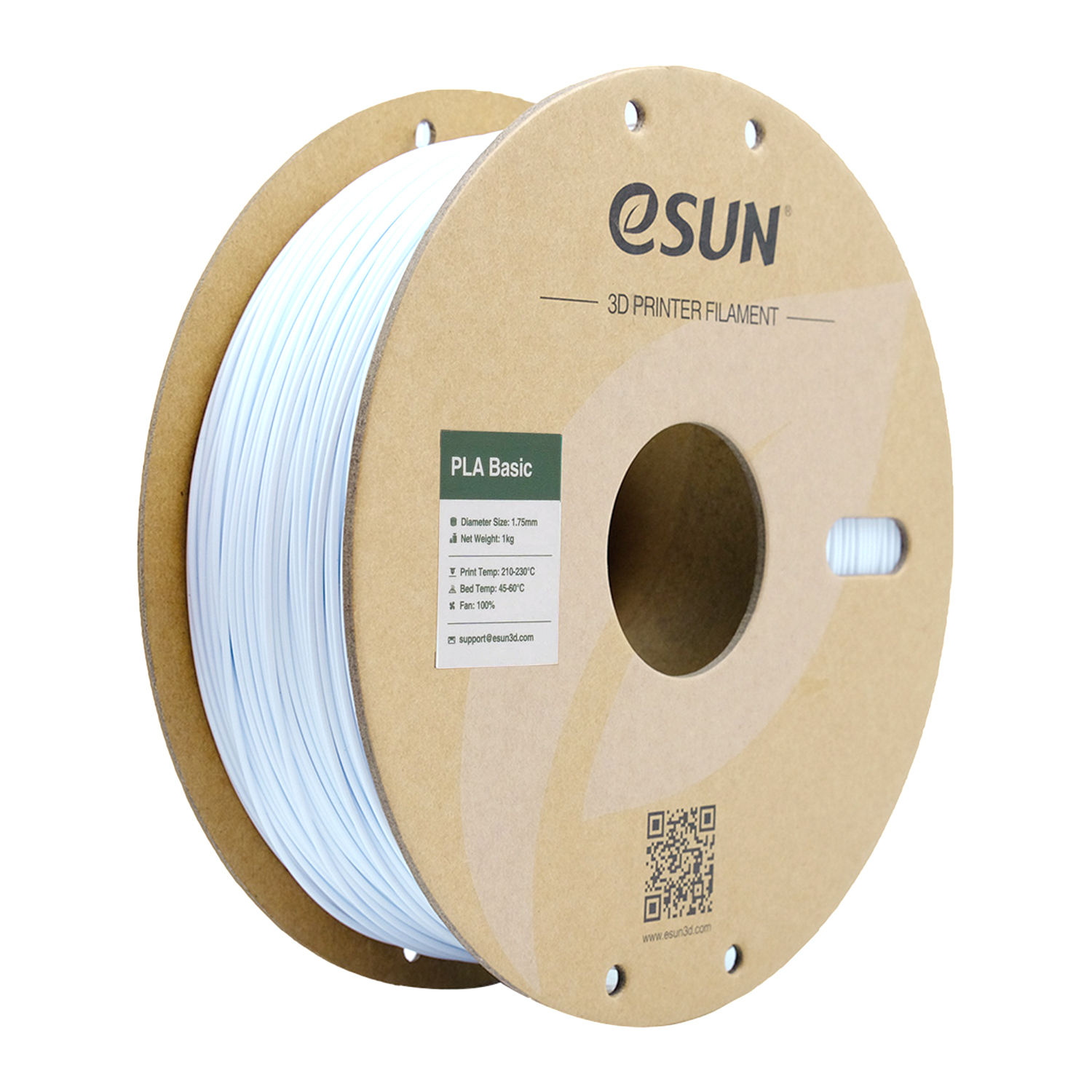 Filament 1.75mm eSun PLA Basic Cold White (alb) 1kg