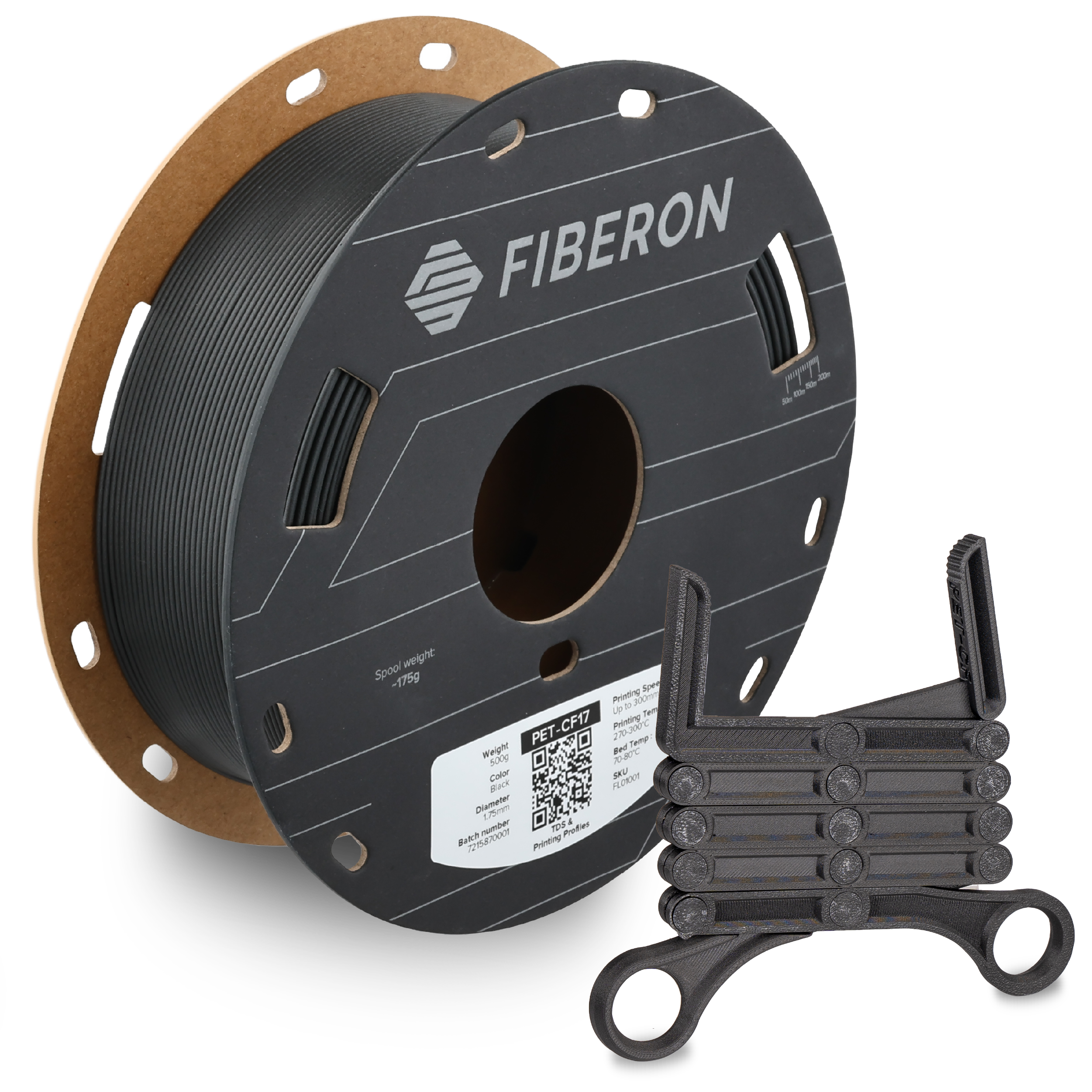 Filament 1.75 mm Polymaker Fiberon PET-CF17 Black (negru) 1kg