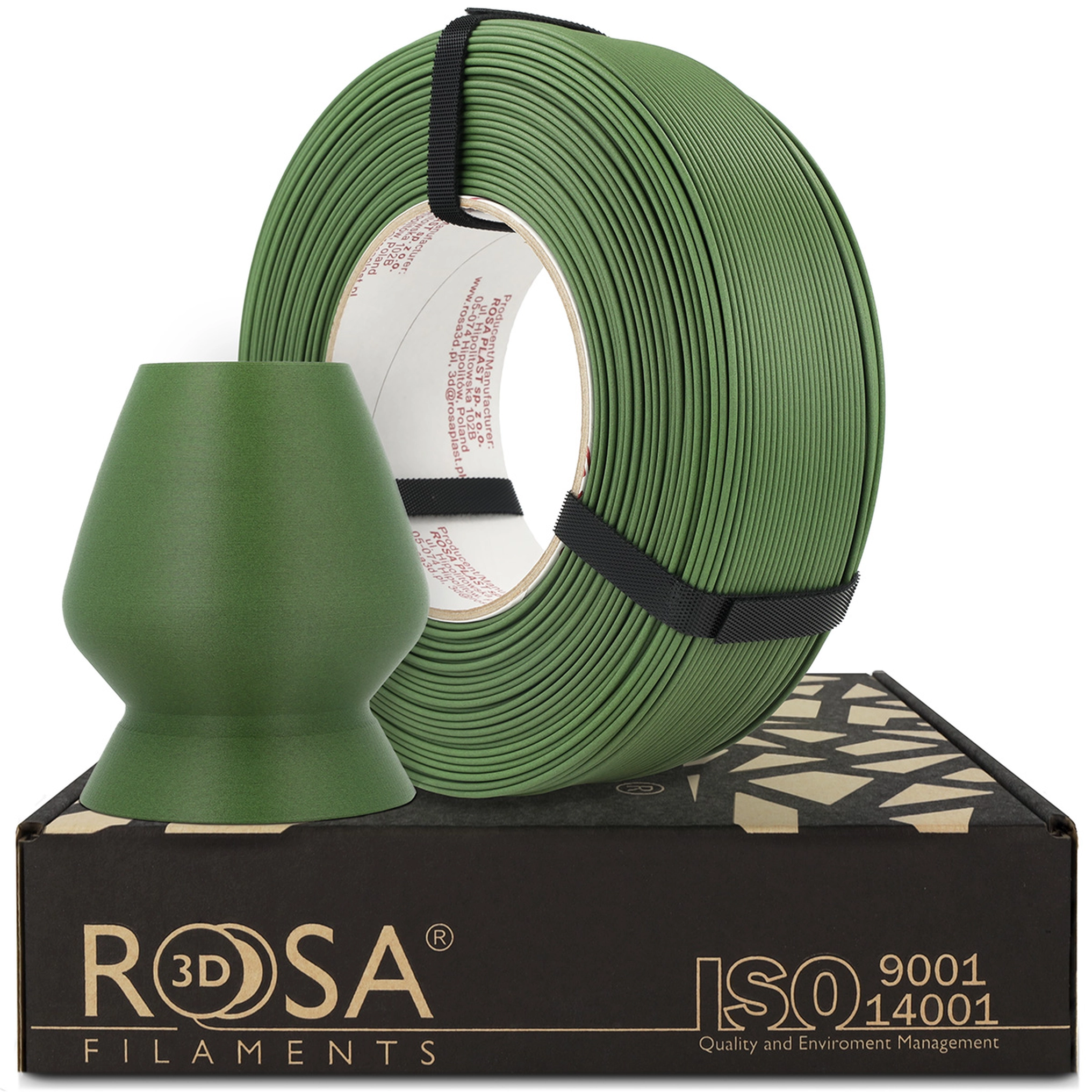 Filament 1.75 mm Rosa 3D ReFill PLA-CF Matt Matcha Green (verde) 1kg