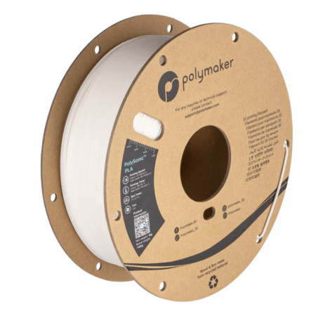 Filament 1.75 mm PolySonic PLA (PLA de mare viteza) White (alb) - 1kg