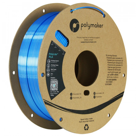 Filament 1.75 mm Polymaker PolyLite Dual Silk PLA Beluga Silver-Blue (argintiu-albastru) 1kg