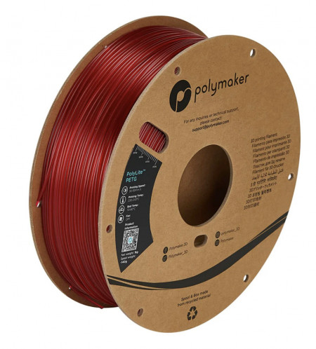 Filament Polymaker PolyLite PETG Translucent Red (rosu transparent)1kg