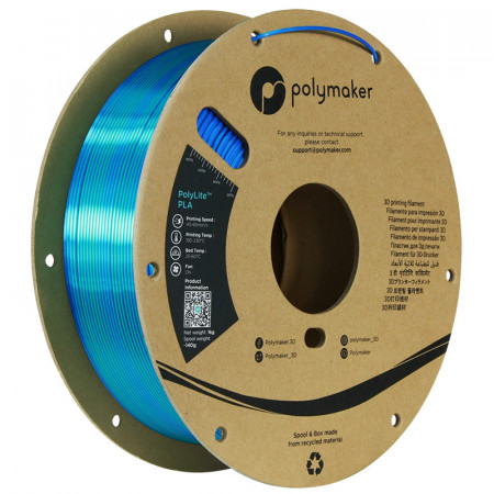 Filament 1.75 mm Polymaker PolyLite Dual Silk PLA Caribbean Sea Blue-Green (albastru-verde) 1kg