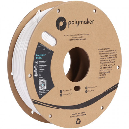 Filament Polymaker PolyMax Tough PETG True White (alb) 750g