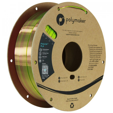 Filament 1.75 mm Polymaker PolyLite Dual Silk PLA Aubergine Lime-Magenta (verde-magenta) 1kg