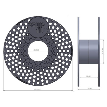 Dimensiuni rola de plastic filament AzureFilm ASA Grey - Filamente3D.ro