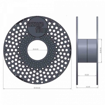 Dimensiuni rola plastic filament AzureFilm PLA Prime White 1kg - Filamente3D.ro