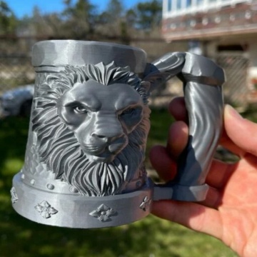 Cana printata din rezerva de filament 1.75 mm AzureFilm ReFill PLA Silver (argintiu) 1kg - Filamente3D.ro