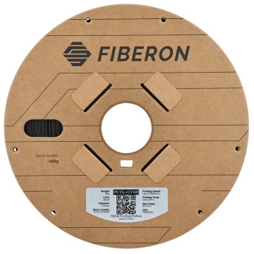 Vedere frontala rola de filament 1.75 mm Polymaker Fiberon PETG-rCF08 Black (negru) 3 kg - Filamente3D.ro