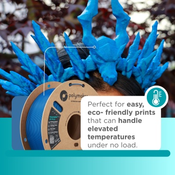 Rola si obiect printat cu filamentul Polymaker HT-PLA Blue - Filamente3D.ro