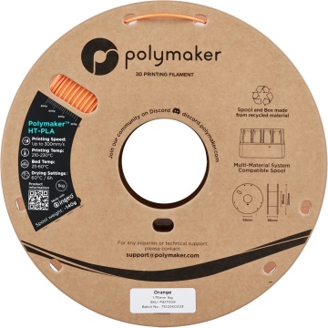 Rola vedere frontala filament Polymaker HT-PLA Orange 1kg - Filamente3D.ro