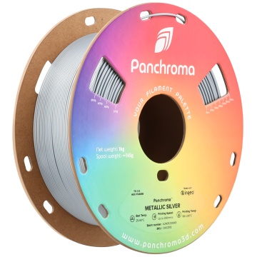 Rola filament 3D - Panchroma Metallic Silver cu efect metalic argintiu si sclipici - ideal pentru finisaje decorative - Filamente3D.ro
