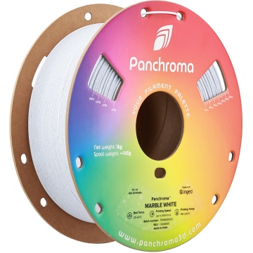 Rola Panchroma PLA Marble White, diametru 1.75mm, cu aspect de marmură alba și rolă ecologică din carton reciclabil 1kg - Filamente3D.ro