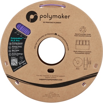 Vedere frontala rola de filament 1.75mm Polymaker PLA Pro - High Speed Tough PLA Purple (violet) 1kg