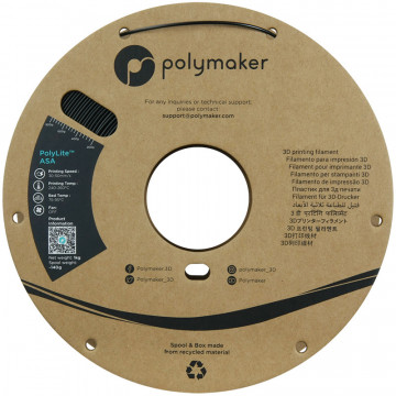 Vedere frontala rola filament Polymaker PolyLite ASA Jet Black 1kg - Filamente3D.ro