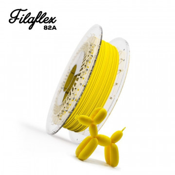 Catel printat 3D din filament Recreus FilaFlex Original 82A Yellow (galben) 500g si rola si text - Filamente3D.ro