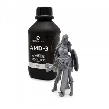 Sticla si miniatura luptatoare printata din rasina AmeraLabs AMD-3 Grey - Filamente3D.ro